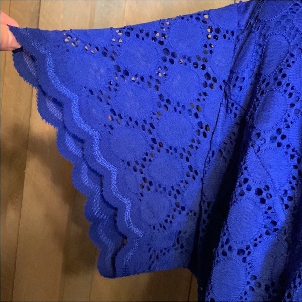 RN Studio by Ronni Nicole cobalt blue eyelet lace dress Size 2X - Picture 4 of 11